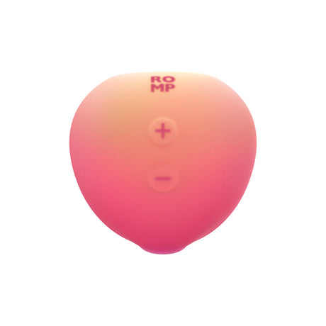 Romp Pink Peach Air Suction Clitoral Stimulator in soft pink and peach design with control buttons.