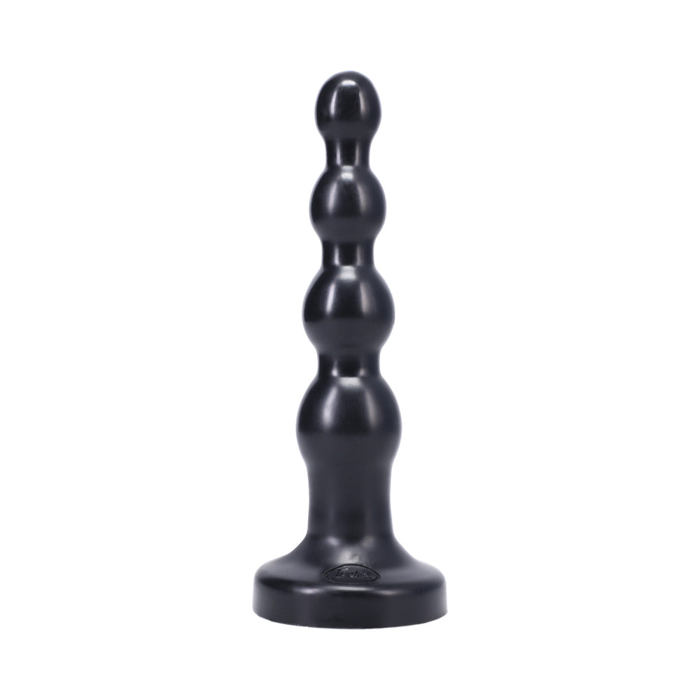 Tantus Ripple Large Silicone Dildo Onyx featuring a sleek black design with a rippled shaft for versatile pleasure.