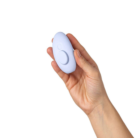 Dame Lay Panty Vibrator With Remote Control held in hand for discreet stimulation.