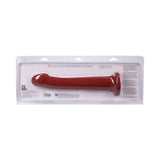 Tantus Hook 9.25 Inches Dildo Ruby in packaging showcasing its curved profile and premium silicone design.