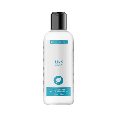 Me You Us Silk Slix Water-based Lubricant Clear 3.3 Oz bottle for intimate use and comfort.