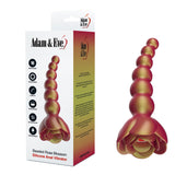 Adam & Eve Beaded Rose Blossom Silicone Anal Vibrator packaging and product display with colorful design.