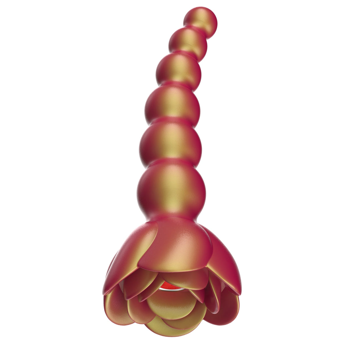 Adam & Eve Beaded Rose Blossom Silicone Anal Vibrator with graduated beads for backdoor pleasure.
