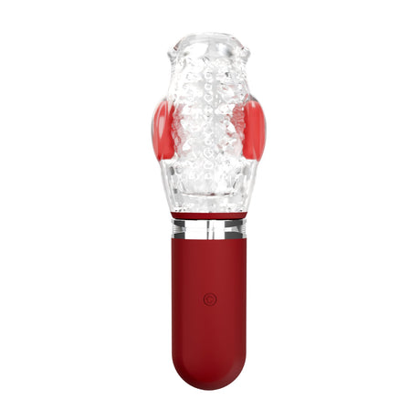 Adam & Eve Pleasure Pro 3000 Rotating & Thrusting Vibro Stroker with nubby sleeve and red base.