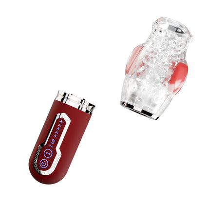 Adam & Eve Pleasure Pro 3000 Rotating & Thrusting Vibro Stroker showing the device and nubby sleeve.