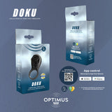 Camtoyz Vibrating Ring With App Doku packaging showcasing app control features for enhanced experiences.