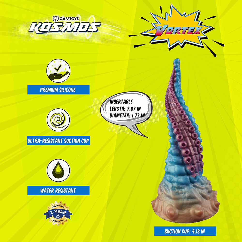 Camtoyz Fantasy Dildo Vortex with premium silicone, unique design, and suction cup features.