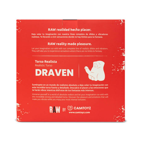 Camtoyz Raw Realistic Torso Draven packaging showcasing premium design and lifelike features for an immersive experience.