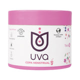Uva Cup 0 Menstrual Cup Set packaging featuring eco-friendly design and size details.
