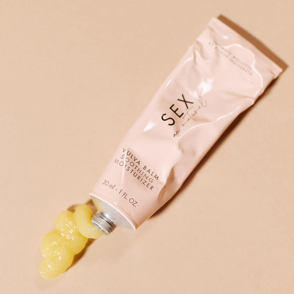 Sex Au Naturel Vulva Balm Soothing Moisturizer tube with balm, skincare for vulva soothing and hydration.