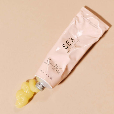 Sex Au Naturel Vulva Balm Soothing Moisturizer tube with balm, skincare for vulva soothing and hydration.
