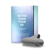 Clitherapy Better Than Your Ex Rechargeable Finger Vibrator next to its packaging, highlighting hands-on pleasure.