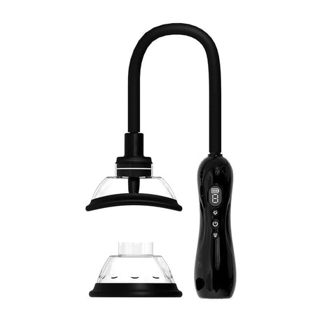Pumped Vulva & Breast Pump With Tongue Stimulator Black automatic suction toy for pleasure.