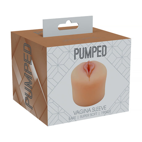 Pumped Vagina Pump Sleeve 190 Gr Beige packaging, featuring a soft vagina sleeve design for enhanced comfort and performance.