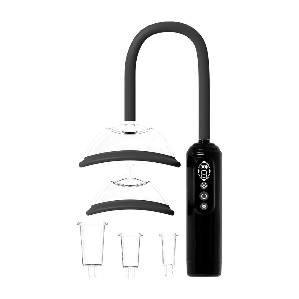 Pumped Automatic Vulva Breast & Nipple Pump Black with cups and control panel displayed.