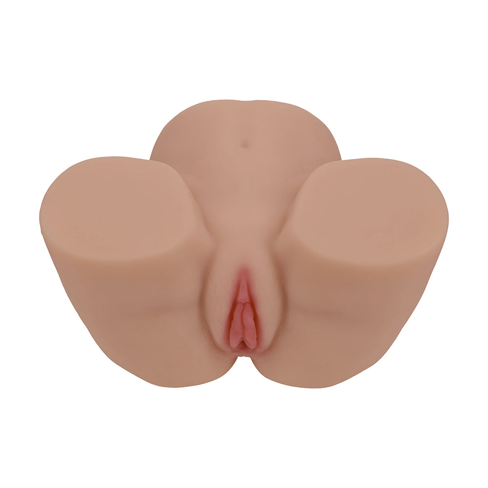 Xkin Bodyforms Lux Arden Dual Entry Vibrating Masturbator Tan, dual-entry realistic design in tan color.