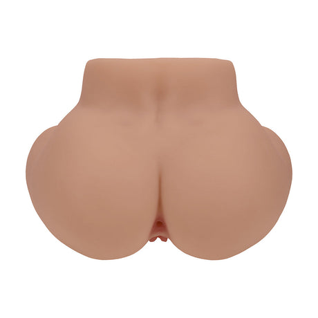 Xkin Bodyforms Lux Arden Dual Entry Vibrating Masturbator Tan rear view showcasing realistic design and dual-entry feature.
