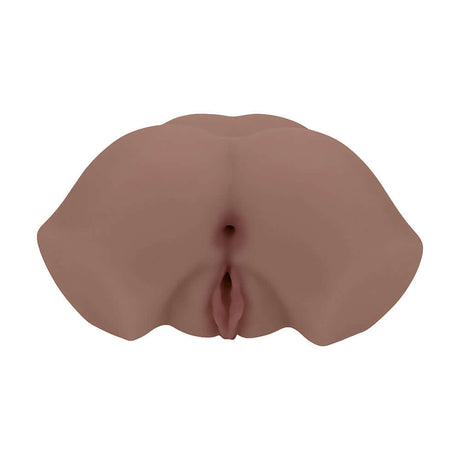Xkin Bodyforms Eve Rhodes Vibrating Masturbator Brown with dual entry openings and realistic design.