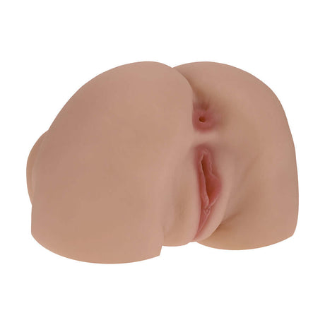 Xkin Nina Vale Dual Entry Vibrating Masturbator Tan with lifelike details and micro-textured surface.