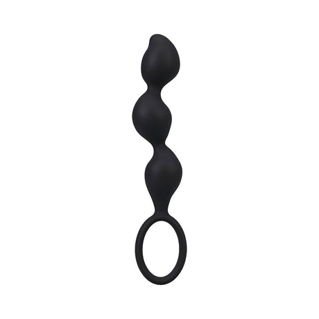 Mood Naughty Contour Beads Trainer Set Black showing a silicone graduated butt plug with ringed base.