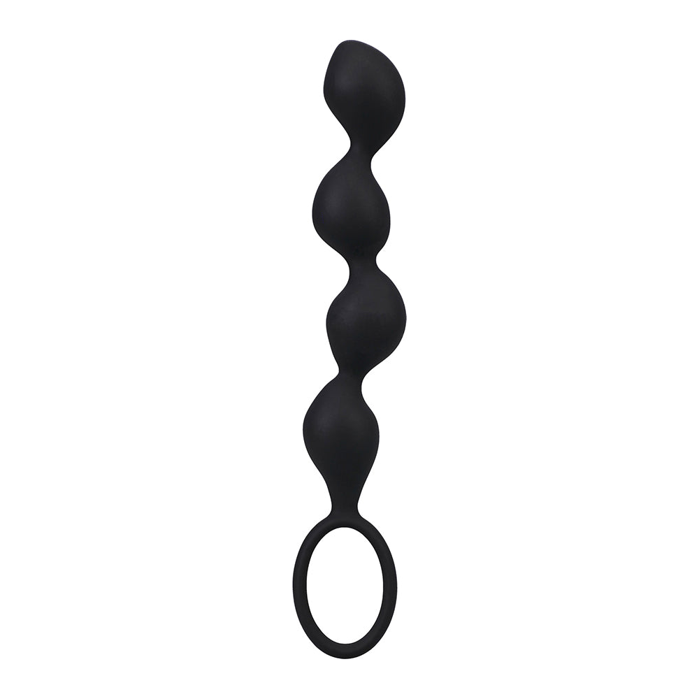 Mood Naughty Contour Beads Trainer Set Black, silicone butt plug with graduated beads and ringed base.