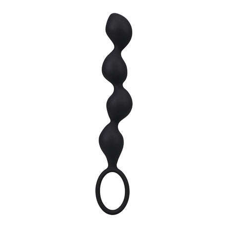 Mood Naughty Contour Beads Trainer Set Black, silicone butt plug with graduated beads and ringed base.