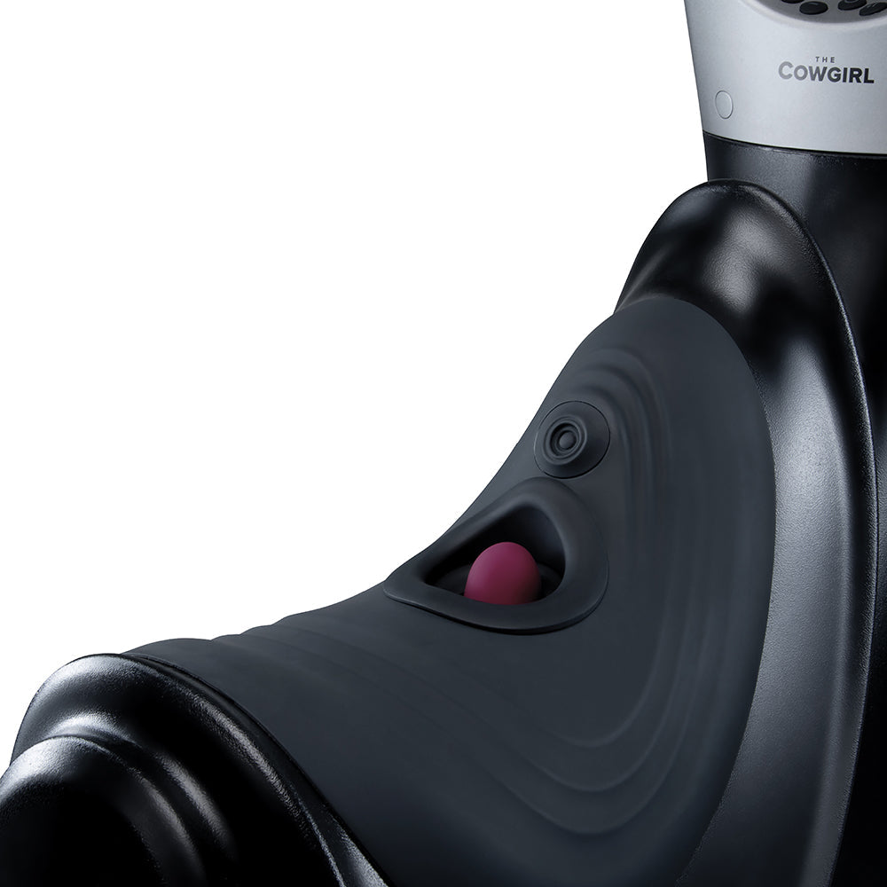 Close-up view of The Cowgirl Thrust Rider Premium Sex Machine showcasing its sleek design and controls.