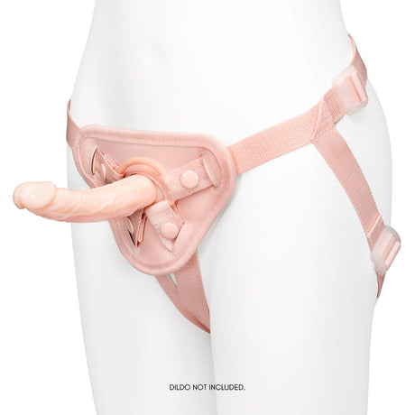 Together Toy Nudefit Strap-on Harness Light displayed on a mannequin, showcasing its design and fit.