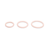 Together Toy Nudefit Strap-on Harness Light accessory rings set in soft pink, showcasing three different sizes for versatile use.