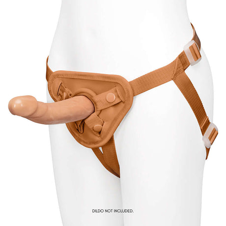 Together Toy Nudefit Strap-on Harness Medium displayed on a model, showing its comfortable fit and soft material.
