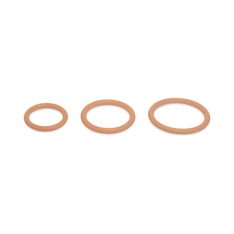 Together Toy Nudefit Strap-on Harness Medium replacement rings in three sizes on a white background.