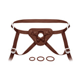Together Toy Nudefit Strap-on Harness Dark with adjustable straps and rings for a custom fit.
