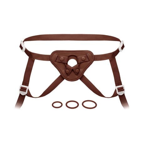 Together Toy Nudefit Strap-on Harness Dark with adjustable straps and rings for a custom fit.