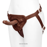 Together Toy Nudefit Strap-on Harness Dark displayed on a mannequin, featuring a comfortable fit and adjustable straps.