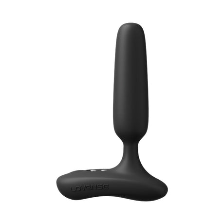 Lovense Glint Touch-Responsive Vibrating Butt Plug Black side view showcasing its sleek design and touch-responsive feature.