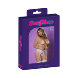 Magic Silk Sexy Time Ever After Bride Costume White Queen lingerie packaging with model wearing the outfit.