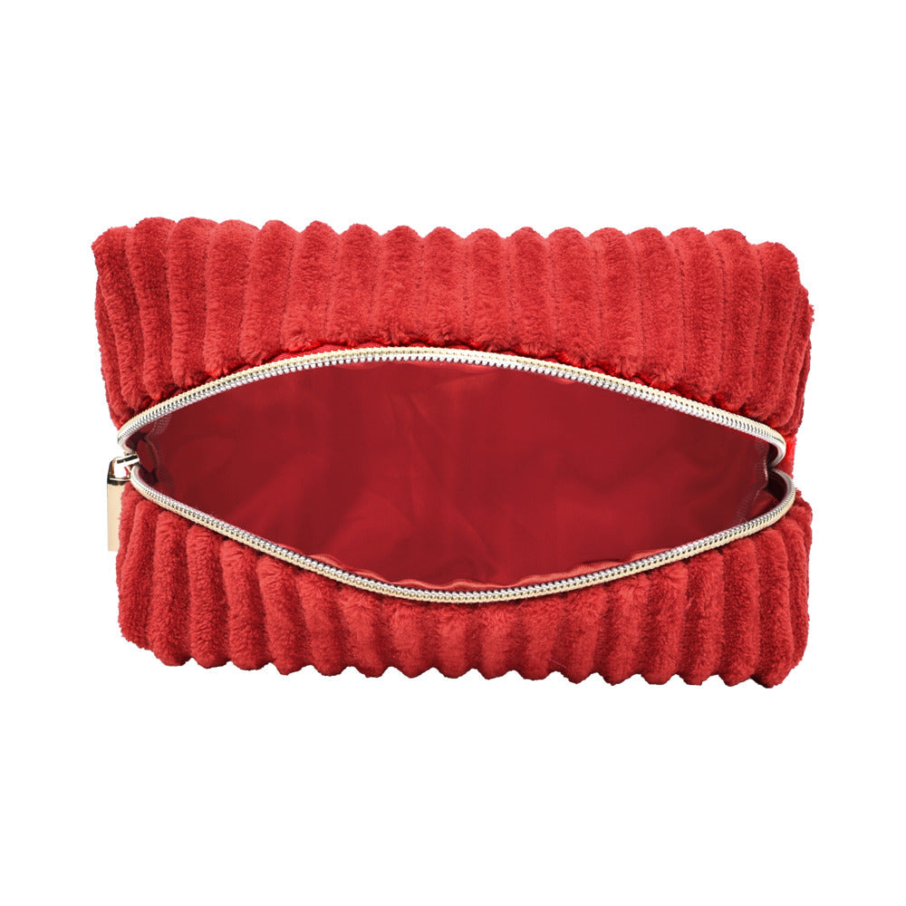Adam & Eve Eve's Plush Toy Storage Bag in plush red texture with zippered opening.