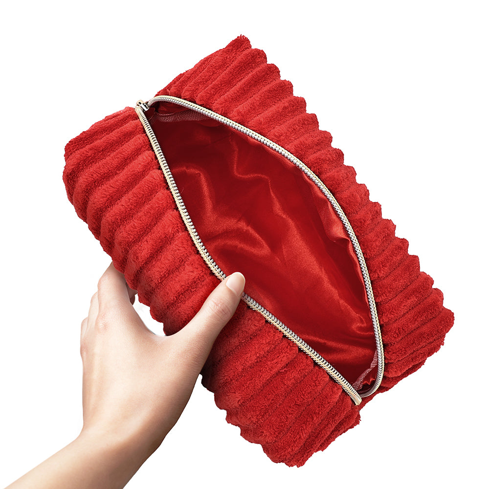 Adam & Eve Eve's Plush Toy Storage Bag in red, stylish design with a plush exterior and smooth interior.