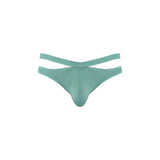 Male Power Eco Cozy Cutout Thong Green L/XL featuring minimal back and eye-catching cutout detailing.