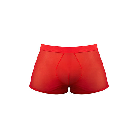 Male Power Mesh 2.0 Mini Short Red XL showcasing a sporty, breathable design in vibrant red color.