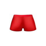 Male Power Mesh 2.0 Mini Short Red XL back view showcasing sleek design and vibrant color.