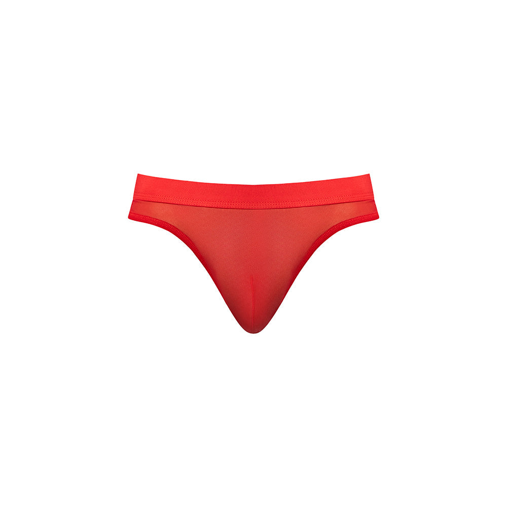 Male Power Mesh 2.0 Bong Thong Red S M in vibrant red color showcasing breathable mesh fabric.
