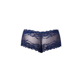 Male Power Sassy Lace Mini Short Sheer Pouch Navy Medium featuring delicate lace and sheer design.
