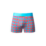 Male Power So Cumfy Gingham Boxer Brief Turquoise M in vibrant gingham pattern with a comfortable blue waistband.