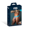 Male Power So Cumfy Gingham Jock Turquoise L XL packaging featuring jockey design and vibrant colors.