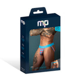 Male Power So Cumfy Gingham Jock Turquoise L XL packaging featuring jockey design and vibrant colors.