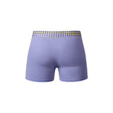 Male Power So Cumfy Gingham Boxer Brief Purple S showing back view with yellow gingham waistband.