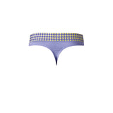 Male Power So Cumfy Gingham Thong Purple S M featuring a purple gingham design for stylish comfort.