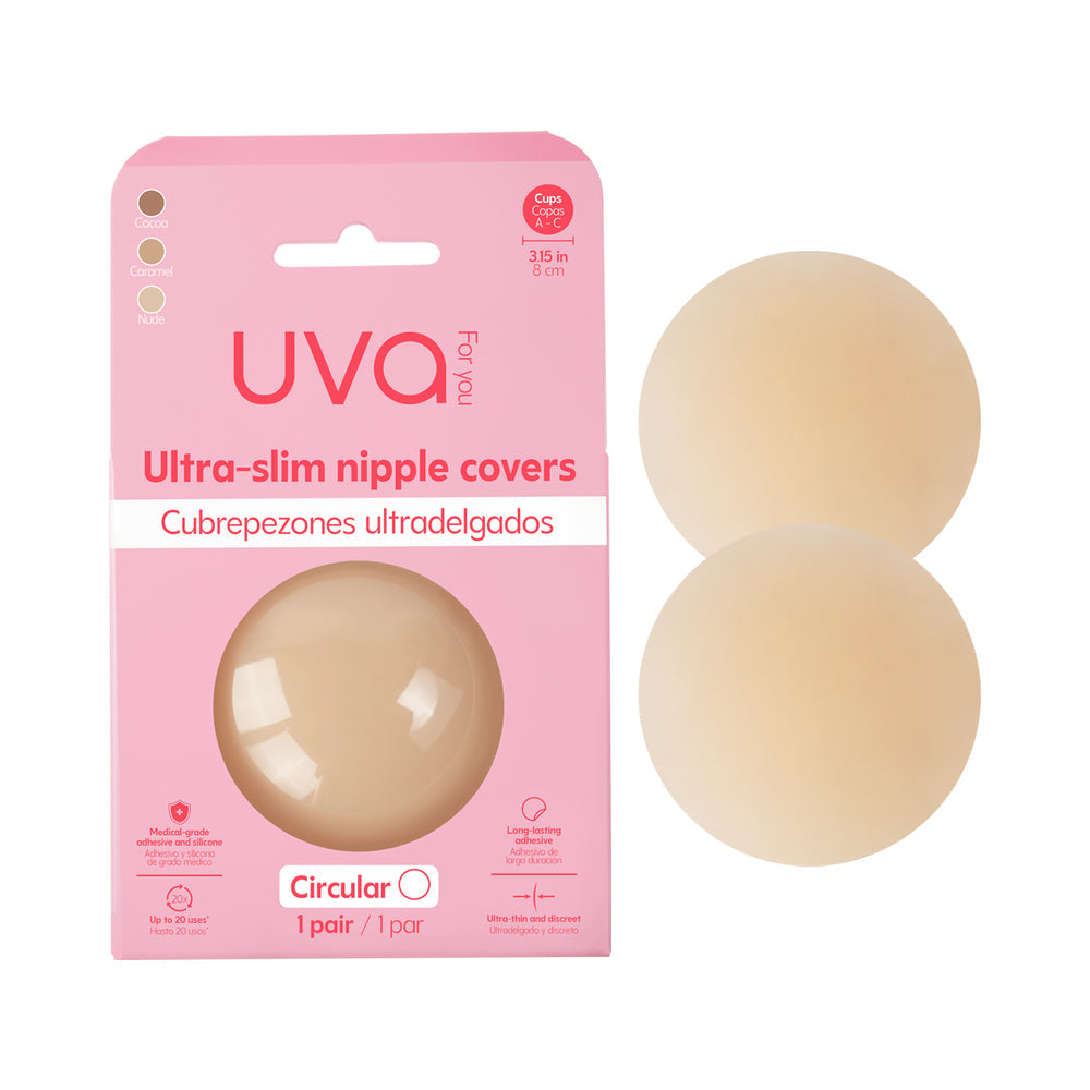 Uva Circular Nipple Covers Nude package with circular covers for seamless braless coverage.