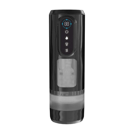 Pumped Sensurge Automatic Suction Masturbator Black features sleek design with control panel for hands-free stimulation.
